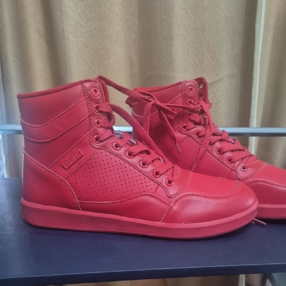 Parish Vibrant Red Men's High-Top Sneakers